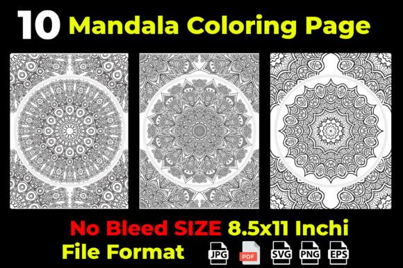 10 Anxiety Relief Mandala Coloring Page Graphics for Calm Branding