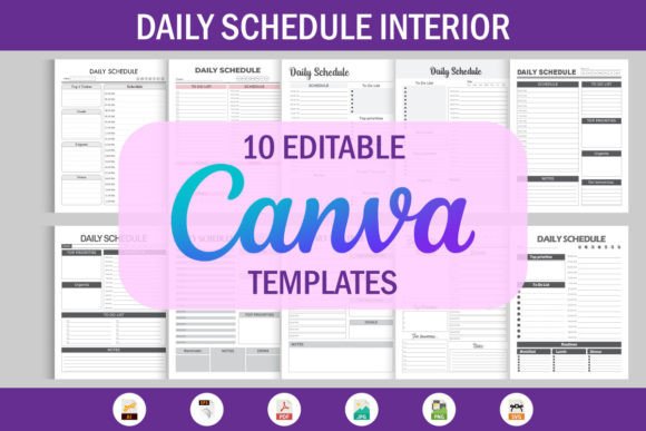 10 Editable Canva Templates Daily Schedu: Graphics for Kdp Interiors