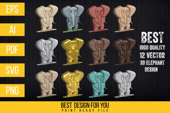 3D Vector Elephant Illustration Bundle: Graphics for KDP Interiors