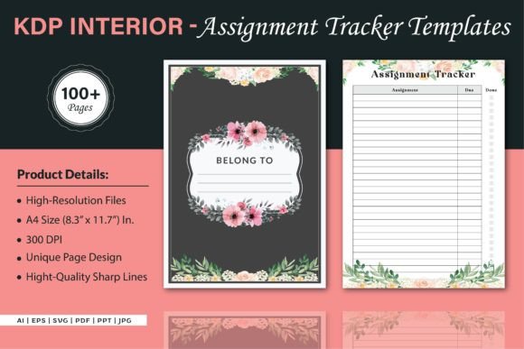 Assignment Tracker Printable: Graphics for KDP Interiors