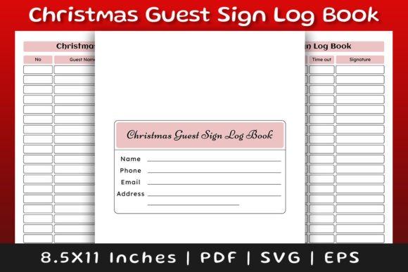 Christmas Guest Sign Log Book Interior: Graphics & Kdp Interiors