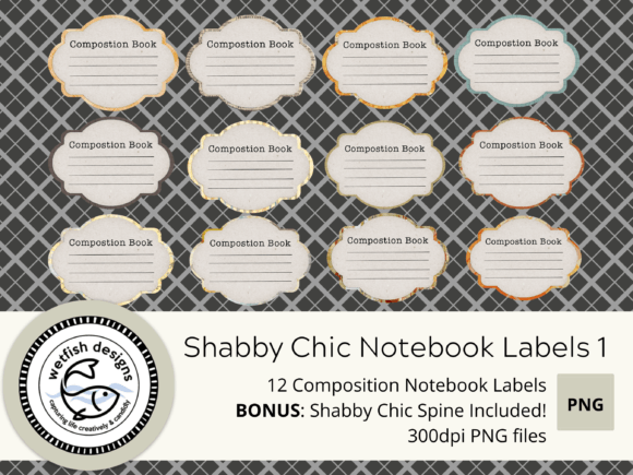 Composition Book SVG PNG Labels 1: Graphics for KDP Interiors
