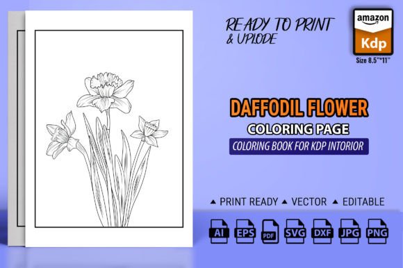 Daffodil Coloring Page Book for Adults Graphics