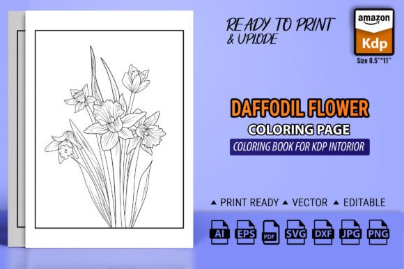 Daffodil Flower Coloring Books Graphics