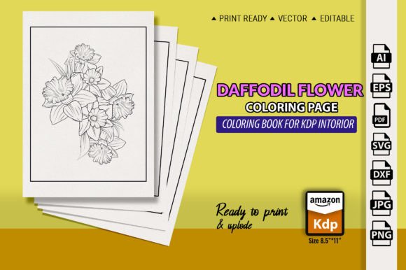 Daffodil Flower Coloring Page for Adults Graphics