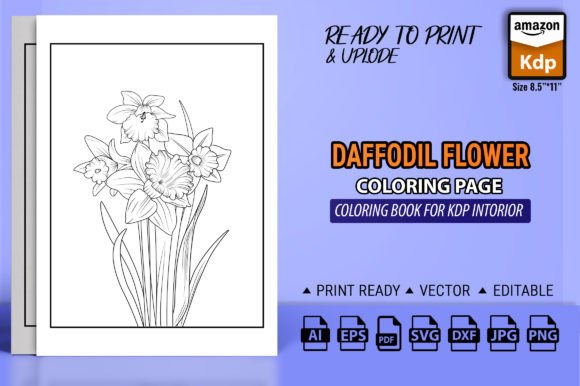 Daffodil-nurgusus Flower Coloring Books Graphics
