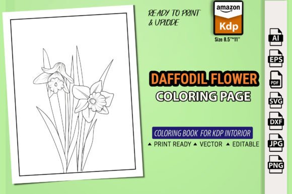Daffodril Flower Coloring Book for Kids Graphics