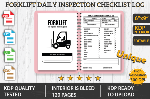 Forklift Daily Inspection Checklist Log: Graphics for KDP Interiors