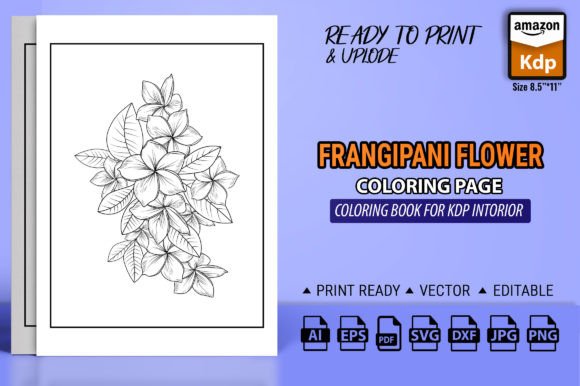 Frangipani Flower Vector Graphics for Coloring Pages