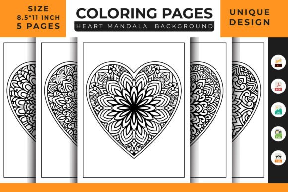 Heart Floral Mandala Coloring Pages 05 Graphics
