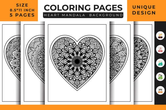 Heart Floral Mandala Coloring Pages 08: A Versatile Graphic Design Asset