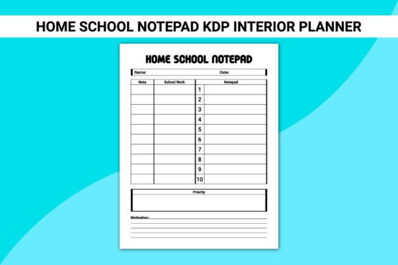Home School Notepad KDP Interior Planner
