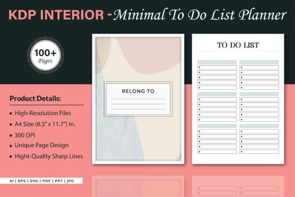 Minimal To-Do List Planner: Graphics for KDP Interiors