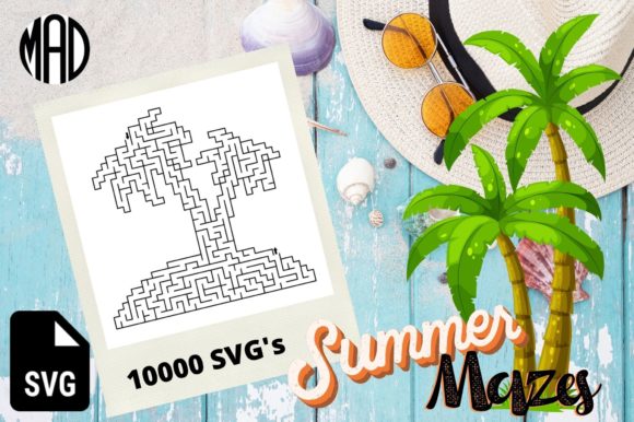 PALM TREE SHAPED MAZES - KDP SUMMER Graphics