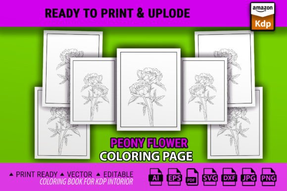 Peony Flower Pencil Sketch Coloring Page Graphics