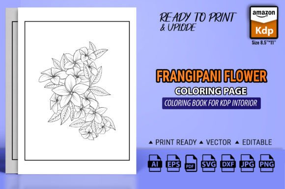 Plumeria Flower, Coloring Book and Pages